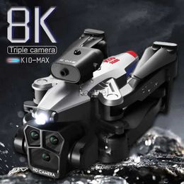 Drones New K10 max Drone Three Camera 4K Professional 8K HD Camera Obstacle Avoidance Aerial Photography Foldable Quadcopter Gift Toy 240416