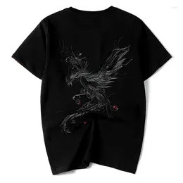 Men's T Shirts Chinese Style Phoenix Embroidery T-shirt Pure Cotton Half Sleeve Fashion Couple Loose Short