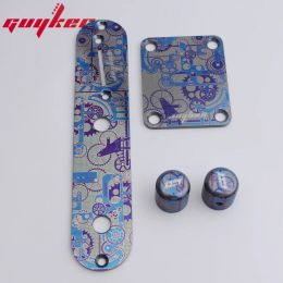 Cables GUYKER Electric Guitar Titanium Alloy Control Plate Knob Mechanical Pattern for Fend TL Parts Replacement