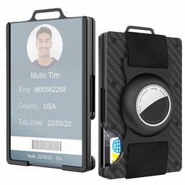 porte Carte Badge with Airtag Id Card Holder Busin Aluminum Mey Band Luxury Smart Cartera Hombre Designer Case Slim Purse 47S2#