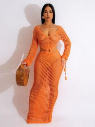 Casual Dresses Women Knitted Crochet Dress Beach Skirt Cover Ups