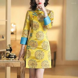 Ethnic Clothing 2024 Traditional Chinese Tangsuit Festival Cheongsam Vinatge Qipao Improved Elegant Mandarin Collar Party Dress A12