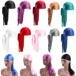 Men Women Pre-Tied Elastic Headwrap Cancer Head Scarf Silk Durag Pirate Hat Bandana Turban Hijab 240416