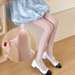 Sexy Socks Women Fashion See Through Fishnet Tights Mesh Stockings Hollow Out Bowknot Jacquard Gothic Lolita Sexy Transparent Pantyhose 240416