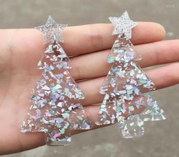 Dangle Earrings UJBOX Christmas Tree For Women Yellow Green White Glitter Acrylic Jewelry Gift Whole86116538575419