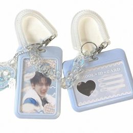 cute Kpop Photocard Holder Album Photo Card Holder Girls Bus Card ID Holder Student Pendant Keychain Card Storage Sleeve F1Bg#