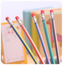 300pcs a lot Creative Stationery Magic Soft Pencil Flexible Plastic Pencil Easily Bend Pencils Rubber Candy Colour6109222