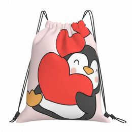 cute Penguin, Penguin, Baby Penguin Backpack Portable Drawstring Bags Drawstring Bundle Pocket Shoes Bag Book Bags For Man Woman S47Y#