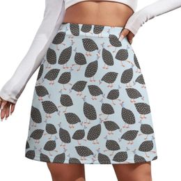 Skirts Guinea Hens On Blue Mini Skirt Fairy Grunge Woman Women Clothing 2024 Arrivals Luxury Women's