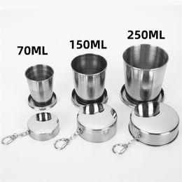 70ML 250ML Folding Cup Travel Collapsible Cup Portable Mini Cup Stainless Steel Cup Telescopic Wine Drinking Glasses For Home Kitchen Bar