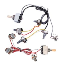 Cables 2 Pcs Guitar Wiring Harness: 1 Pcs 2500K 3 Way Toggle Switch 1V1T 500K Electric Guitar 2 Humbucker & 1Pcs Pre Wired 2 Volumes 2