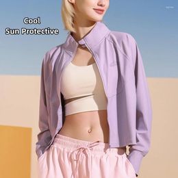 Active Shirts Spring Summer Sunscreen Clothing Women Shade UV Breathable Waterproof Ice Silk Cool Feeling Quick Drying Light Jacket UPF345