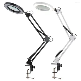 Table Lamps 10X Flexible Desk Lamp LED Illuminated Magnifier Light With Stand 3 Colour Modes For Crafts Repair Works