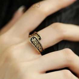 Desginer bulgarie bracelet Baojia Gaoding S925 Silver Ancient Gold Flower Ring with Female Personality and Unique Design New Trend in 2023