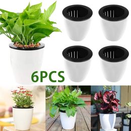 6Pcs Self Watering Pots With Cotton Rope for Indoor Plants 47 Inch Self Watering Flower Pot Decorative Garden PP Planter 240409