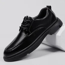 Casual Shoes Man Genuine Leather Lace Up Oxfords Flat Outdoor Fashion Business Moccasins Black