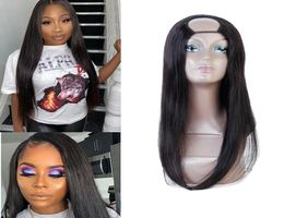 Whole Human Hair U Part Wigs 100 Uprocessed Human Hair Wig for Black Women 26 inch Long Machine Made Peruvian Virgin Ha8658737