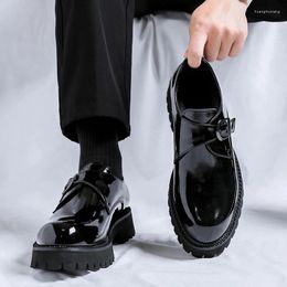 Casual Shoes 2024 Spring Autumn British Business Style Black Hombre Patent Leather Lafers For Men's Height Increasing