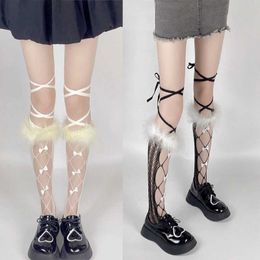 Sexy Socks Lolita Stockings Knee High Sexy Stockings For Women Lolita Lace Bows Socks Long Socks Girls Ruffle Socks Students 240416