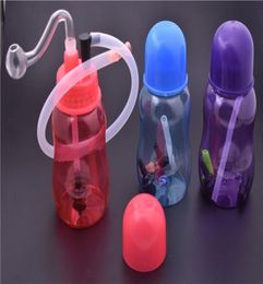 hand Oil Burner Bubbler water Bong pipe small burners pipes bubbler dab oil rigs for smoking Popular mini heady plastic bottle sha1797393