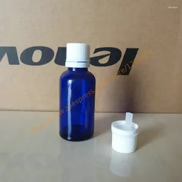 Storage Bottles 30ml Brown/Clear/Blue/Green Shiny Glass Essential Oil Bottle With White Plastic Anti-Theft Cap Insert. Vial