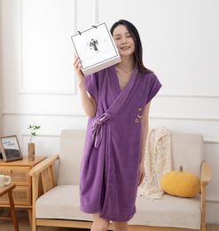 Wholesale Bathrobe New Style Pure Cotton Household Bath Skirt Absorbent Quick-Drying Wearable Beach Swimming Bathrobe