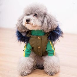 Dog Apparel Winter Coat For Dogs Fleece Parkas Teddy Warm Faux Fur Hood Overalls S M L XL XXL