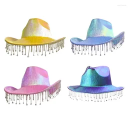 Berets Bride Cowboy Hat Rhinestones Tassel Bachelorette Party Cowgirl Bridal Dropship