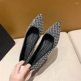 Casual Shoes 022 Spring And Summer Shallow Mouth Pearl Rhinestone Flat Female Fairy Style Slip-on Soft Bottom Fashion Women's