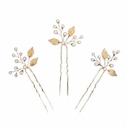 3pcs Sier Pearl Leaves Hair Pins for Wedding Hair Accories Fi Gold Bridal Hairpins Women Party Bride Headpiece Tiaras A6kt#