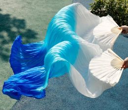 Stage Wear High Quality Silk Belly Dance Fan Real Veils Left Right On Sale White Turquoise Royal Blue Fast Delivery