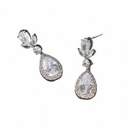 elegant bridal wedding earrings for bride, bridesmaids, cubic zircia teardrop drop drop earrings for women's formal jewelry M6no#