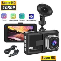 Car Dvr Dvrs Real Hd 1080P Dash Cam Video Recorder Cycle Recording Recorders Night Vision Wide Angle Dashcam Camera Registrar Drop D Dhziw