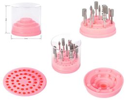 Whole New 48 Holes Nail Drill Bit Holder Exhibition Stand Display With Acrylic Cover Pro Nail Art Container Storage Box Manic8760960