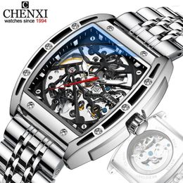 Wristwatches CHENXI Top Men Mechanical Wristwatch Waterproof Luminous Date Clock Leather & Steel Mens Automatic Watch