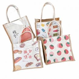 women Cute Lunch Bag Canvas Bag Tote Bag for Girls Lunch Box Small Handbag Pouch Dinner Ctainer Food Storage Bags 2022 R6SV#