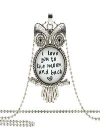 I LOVE YOU TO THE MOON AND BACK OWL PENDANT Necklace White Jewellery For Him Her Art Men Gifts6569774