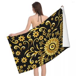 Towel Golden Floral Seamless Beach Quick Drying European Baroque Super Soft Microfiber Shower Sauna Towels