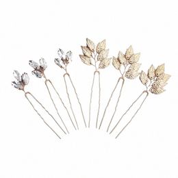 6pcs/lot Leaves Crystal Wedding Hair Pins Bridal Hair Clips Jewellery Accories Headpieces for Women Hairpins X2tA#