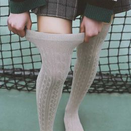 Sexy Socks Womens Long Socks Knee High Boots Korean Warm Winter Japanese Style White Slouch Hot Wool Black For Girls 7/8 Over The Fashion 240416