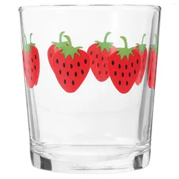 Dinnerware Sets Glass Strawberry Pattern Drinking Cup Water Juice Mug Latte Clear Coffee Glassware Tea Mugs Cups