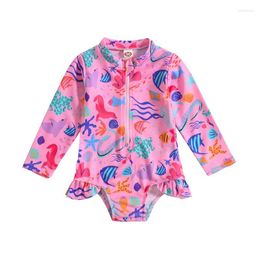 Women's Swimwear Summer Toddler Baby Girl Swimsuit Cute Long Sleeve Infant One-pieces Swimming Costume