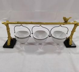 Dishes Plates Gold Oak Branch Snack Bowl Stand Resin Christmas Rack With Removable Basket Organizer Party Decorations2598140