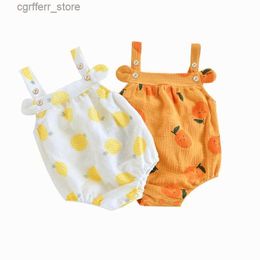 Rompers Baby Girls Sling Jumpsuit Newborn Sleeveless Summer Muslin Cotton Rompers Climb Clothes 0-2 Years L410