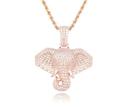 iced out elephant pendant necklaces for men luxury designer mens bling diamond animal pendants gold silver rose gold chain necklac5733525