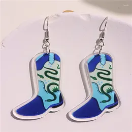 Dangle Earrings Western Cowboy Boot For Women Girls Acrylic Printed High Heels Hoops Party Wedding Jewellery Accessories