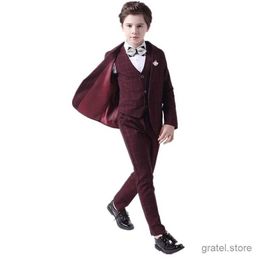 Suits Childrens 1Year Birthday Suit Infant Flower Boy Wedding School Prom Photography Dress Costume Kids Blazer Vest Pants Outfits