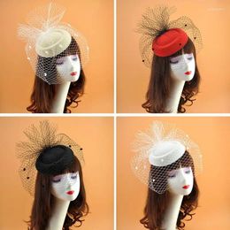 Headpieces Hair Accessories Fashion Sexy Women Fascinator Cocktail Tea Party Hat Wedding Church Headwear With Mesh Veil Plush Dots