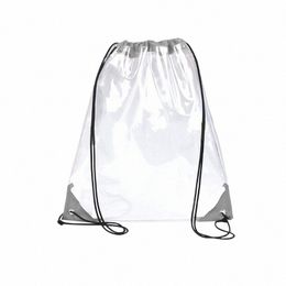 e74b New Transparent Drawstring Backpack School Tote Gym Bag Sport Pack h2OX#