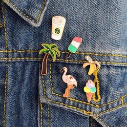 Jewellery 6Pcs Set Banana Lolly Flamingo Palm Tree Cup Pins Brooches Badges Hard Enamel Lapel Pin Hat Bag Jeans Backpack Accessories12 Dhl6X